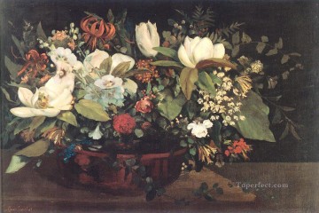 Cesta de Flores Gustave Courbet floral Pinturas al óleo